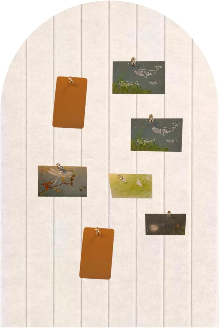 Foldable Bulletin Board 24x16 inches, 0.35" Thick Felt Wall Tiles, Large Cork Board with Adhesive Sticker, Round Edges Wall Panels for Office Bedroom Living Room, Decorative Board (Beige)