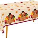 Gatherfun Turkey Thanksgiving Decorations, Disposable Tablecloth, Plastic Table Cover for Autumn Party Decorations and Thanksgiving Party Decorations, 3 Pack, 54”x108”