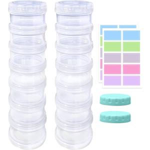 2 Pack 7 Day Pill Organizer Case Stackable Weekly Supplements Vitamins Pills Holder Dispenser Large Translucent Clear with Extra Lid