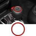 RUIANTE Compatible with Carbon Fiber Gear Shifter Decoration Ring Sticker Interior Accessories for Jeep Wrangler JL JLU 4XE Rubicon Gladiator JT 2018 2019 2020 2021 2022 2023 2024 2025(1Pcs Red)