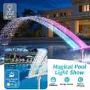 Solar Pool Fountain for Above and Inground Pools, Auto Light Sensing Pool Sprinkler with 10-Color Lights, 360 Adjustable Dual Spray High Pressure Pool Waterfall