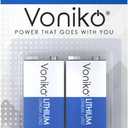 Voniko 9V Lithium Battery 2-Pack, 10-Year Shelf Life, Long-Lasting Power for Smoke Detectors, Carbon Monoxide Alarms & Medical Devices