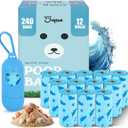 Joyeux 240 Count Ocean Scent Dog Poop Bags Rolls,with Dispenser,Leak-Proof Large Doggie,Extra Thick Poop Bag for Dogs,Cats Litter Bags,Blue Trash Bags for Doggy Pets Bolsa de Popo de Perro