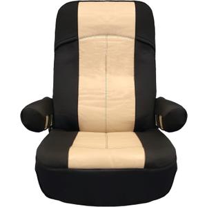 RV Designer GripFit+ Motorhome Seat Covers 2-Pack - Premium 100% PVC Leatherette Class-A RV - Pet-Friendly, Easy-to-Clean, Durable, Fire Retardant - Side Pockets  Black and Tan