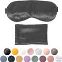 Blissy Silk Sleep Mask - Eye Sleeping Mask for Women & Men for Total Blackout - 100% Pure Mulberry Silk, 22 Momme 6a Fibers - Blindfold Sleep Mask Side Sleeper Eye Cover (Grey)