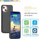 Sitong [Upgraded Battery Case for iPhone 12 mini & iPhone 13 mini, 4000mAh Rechargeable Extended Battery Charging/Charger Case, Add 100% Extra Juice (5.4 Inches) Black