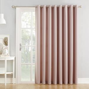 Sun Zero Barrow Energy Efficient Grommet Sliding Patio Door Curtain Panel, 100" x 84", Blush Pink
