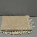 YJ YANJUN Boho Crochet Curtains with Tassel 63 Inch Length 2 Panel Sets Vintage Floral Pattern Lace Sheer Drapes Rod Pocket Privacy Cottage Curtains for Bedroom Living Room Bay Window W59 x L63 Beige