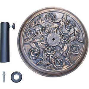 Backyard Expressions Round Patio Umbrella Base  Heavy Duty Resin-Coated Calcium Carbonate Stand with Adjustable Pole Adapters Fits 1.5"2" Poles, Weather-Resistant