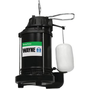 WAYNE CDU790-1/3 HP Submersible Cast Iron and Stainless Steel Sump Pump with Integrated Vertical Float Switch - Up to 4,600 Gallons Per Hour - Heavy Duty Basement Sump Pump, Black