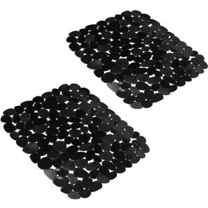 Kitchen Sink Mats, 2Pcs Adjustable Black PVC Sink Protector Mats for Stainless Steel Sink or Porcelain Sink, Dish Drying Mat for Bathroom Kitchen Sink Countertop, 15.8 x 12 inch