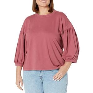 Velvet by Graham & Spencer Women's Prudy Sueded Jersey Puff Sleeve T-Shirt, L