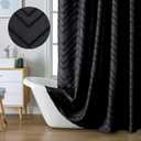 Chyhomenyc Chevron Black Shower Curtain 72x72 inches, Fabric Shower Curtain Farmhouse Chic Textured Tufted Chevron Striped Cloth Shower Curtain for Bathroom