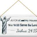 Inspirational Christian Wall Art Wood Sign - As For Me and My House We Will Serve the Lord Wood Sign Rustic Farmhouse Bible Verse Plaque, Religious Home Decor, Wedding & Housewarming Gift 12x6 Inch