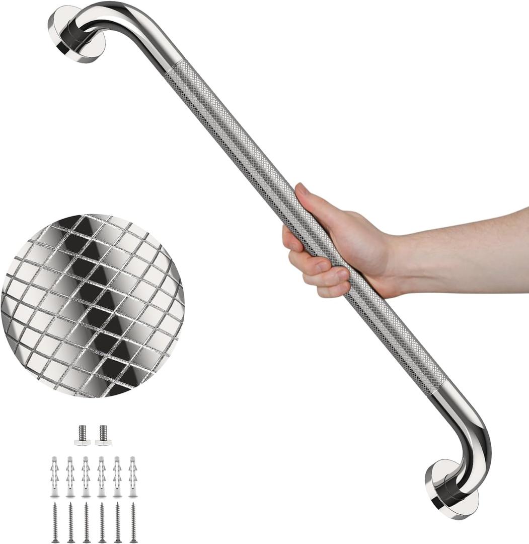 36 Inch Polished Chrome Grab Bars for Shower with Anti-Slip Knurled Grip