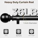 Zeerobee Curtain Rods for Windows 48 to 84, 1 Inch Adjustable Heavy Duty Black Curtain Rod, Outdoor Indoor Room Divider Modern Drapery Pole, 48-86"