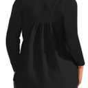 AMCLOS Womens Tops Plus Size V Neck T-Shirts Blouses Casual Flowy Pleated Tunic Long Sleeves(Black, 2XL)