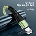 Essri 2Pack for iPhone Charger Cord 6FT, Lighting Cable 6 Feet to USB Charging Cable, Nylon Braided Charging Cord 6 Foot Compatible with iPhone 14 13 12 11 X XS XR 15 Pad -Light Green