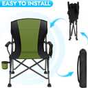 2 Pack Oversized Folding Camping Chair for Adults, Supports 450 LBS Camping Chairs, Heavy Duty Camping Chair with Side Pockets, Foldable Outdoor Chair for Camping, Beach, Fishing, Hiking, Green-Black
