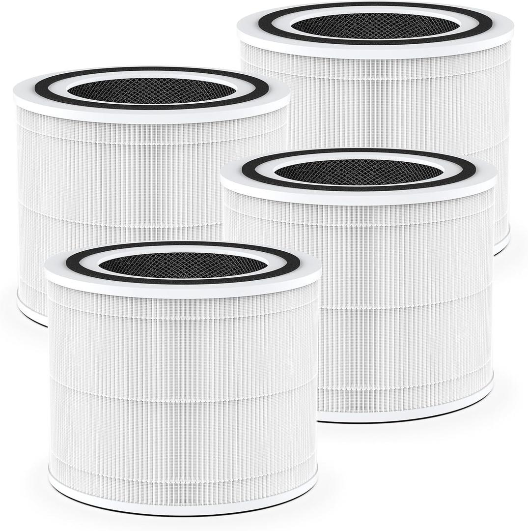 4-pack 240 Replacement Filter Compatible with Puro 240 Air Purifier, 3-in-1 True HEPA Filter with Activated Carbon, Filters 99.9% of Pollen, Dust, Pet Dander, Smoke, Odors