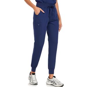 VECARDI Womens Scrub Jogger Pants High Waisted 4 Way Stretch Zipper Pocket (Blue, S)