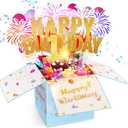 Tnvee 1ST Birthday Cards with Lights & Music & Candle, 3D Pop Up Singing Happy Birthday Greeting Cards Gfits for 1 Years Old Girl Boy Daughter Son