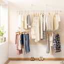 Industrial Pipe Clothing rack,Clothes Rack for Hanging Clothes,Wall Mounted Closet Rack For Hanging Clothes, White Garment Rack for Indoor & Boutique Store Clothing Display