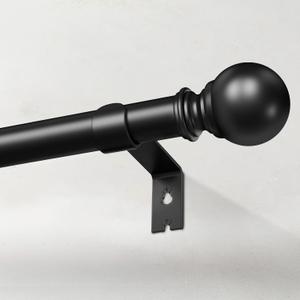 IFELS Black Curtain Rods for Windows 32 to 45 Inch, 5/8 Inch Decorative Curtain Rods, Curtains Rod Adjustable with Easy Installation and Elegance Design (W9,Black,32-45")