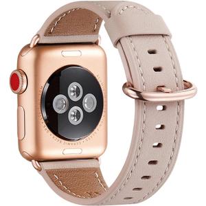 WFEAGL Compatible with Apple Watch Band 41mm 40mm 38mm 42mm(series 11 10) Women, Top Genuine Leather Band for iWatch SE 3 2 1 & Series 11 10 9 8 7 6 5 4 3 2 1 (Pink Sand/Rose Gold)