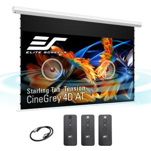 Elite Screens 110-Inch Motorized Projector Screen 16:9, CineGrey 4D at CLR/ALR, Acoustically Transparent, ISF Certified, Tab-Tensioned Electric Drop Down for Home Theater, STT110XHD4AT-E12