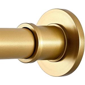 BRIOFOX Industrial Shower Curtain Rod - Rustproof Non-Slip 43-72 Inches Tension Curtain Rod for Window or Bathroom,Frosted Gold Painted Finial