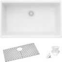 Ruvati 32x19-in Arctic White Granite Undermount Kitchen Sink - RVG2080WH, 33 inch