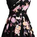 COCOPEAR Women's Elegant Crossover One Piece Swimdress Floral Skirted Swimsuit (Large)