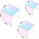 Chuangdi 2 Sets Acrylic Display Risers, Product Stand, Jewelry Display Riser Shelf Showcase Fixtures for Dessert Cupcake Candy Figure Treat Action Showcase(Rainbow Color,Medium Set)