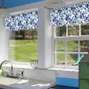 Identiy Valance Curtains for Windows,Watercolor Blue Flowers Semi Sheer Curtain Valance,Short Rod Pocket Window Treatment,Window Valance Curtains for Kitchen Living Room Bedroom Windows 54"x18"