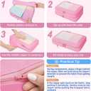 BAGAIL 4 Set/6 Set/8 Set Compression Packing Cubes Travel Accessories Expandable Packing Organizers (Square Mesh, 06-Pink)