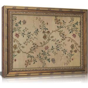 Vintage gold framed Floral Vine wall art Retro Beige Botanical Painting Canvas Prints Elegant Antique Flower French Leaf Wall Decor for Farmhouse Bedroom Living Room Home Decration 12x16in