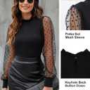 Blooming Jelly Womens Mock Neck Tops Keyhole Dressy Casual Blouses Polka Dot Long Sleeve Fall Outfits 2026 (Black)
