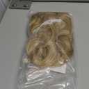 SARLA Invisible Wire Hair Extensions with 3 Clips Short Synthetic Wavy Curly Hairpiece Adjustable Transparent Headband for Women 14 Inch Honey Blonde/Bleach Blonde Highlights