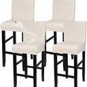 SearchI Water Repellent Bar Stool Covers Set of 2  Stretch Washable Barstool Seat Covers, Counter Height Chair Covers for Kitchen Dining Room Cafe (Beige Diamond Jacquard)