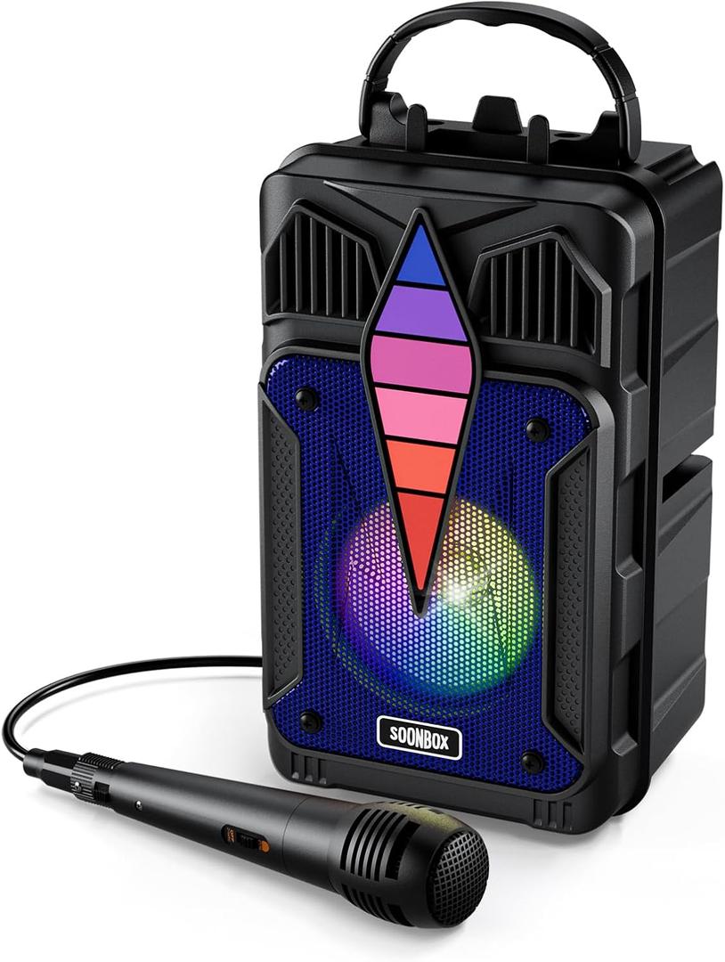 Dnil Portable Wireless Speaker with high-Definition Sound Quality, Voice Control Function, RGB Multi-Color Rhythm Lights, Suitable for Home and Outdoor use (Blue)