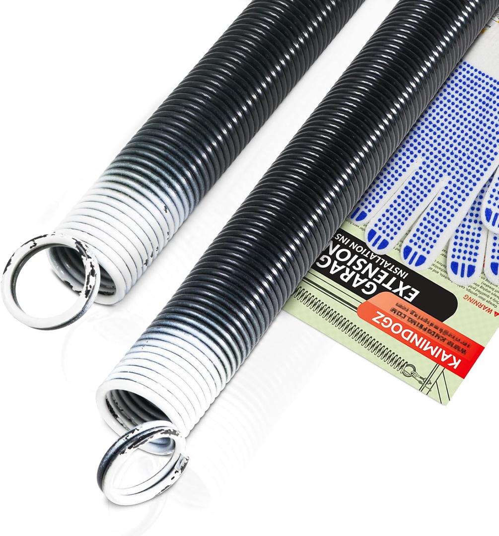 Pair of 110lb. Heavy Duty Garage Door Extension Springs Stretch Springs, 25" Long,Double Loop Ends, High Precision Electrophoresis Black Coated, MIN 16,000 Cycles, for 7ft High Garage Doors