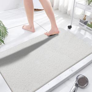 godehone Shower Mats Non Slip Without Suction Cups, PVC Loofah Bathroom Mats, Loofah Mats for Shower and Bathroom, Quick Drying, 23.6 47.2 Inch, White