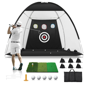 Golf Net: 10x7FT Golf Practice Net for Backyard Driving, Hitting Net with Tri-Turf Mat, Indoor Training Chipping Aid Nets with Reduce Noise Nylon Target, for Golfers