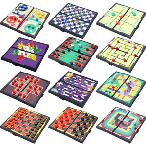 Magnetic Board Travel Games Set, Includes 12 Different Retro Board Games, Compact Travel Design Set, Individually Boxed, Best Gift Idea for Kids