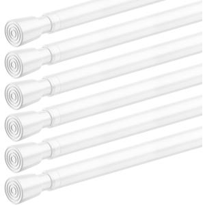 FVONZON Tension Curtain Rod White Spring Tension Curtain Rods 26-39 inch 6Pack Adjustable Spring Rods Extendable Tension Rod For Closet, Window, Kitchen,Bookshelf,Bathroom