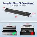 IIIOIIIA Stove Top Magnetic Shelf for Kitchen Organization, 30" Magnetic Spice Rack Over The Stove, 4" Deep Spice Organizer with Border All Around, Brushed Stainless, Black