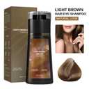 KUKSY Hair Color Dye Shampoo, Hair Care Instant Dye,Easy-Use Formula for Gray Hair Coverage & Natural Color Boost,For Adults with Graying or Dull Hair (Light Brown)