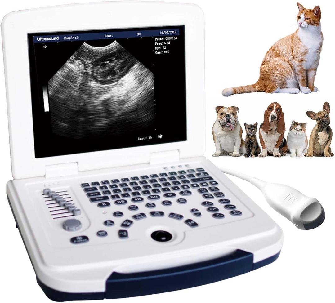 DAWEI Mu10 Veterinary Ultrasound Machine Scanner with Waterproof Probe B,BB,BM,4B for Vet Ultrasound Scanner Animals Pregnancy Examination for Dog,Sheep,Cattle,Horse,Pig (Micro-Convex Probe)