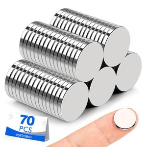 Small Magnets, 70 Pack Refrigerator Magnets 15x2mm Rare Earth Magnets Neodymium Magnets for Crafts, Whiteboard, Kitchen Cabinet